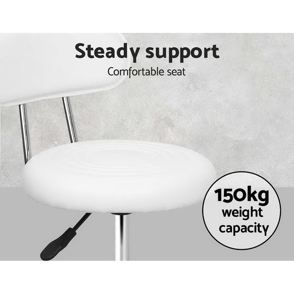 Artiss Salon Stool Swivel Chair Backrest White - RnR Galore
