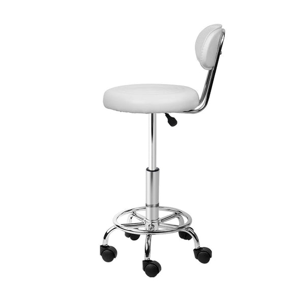 Artiss Salon Stool Swivel Chair Backrest White - RnR Galore