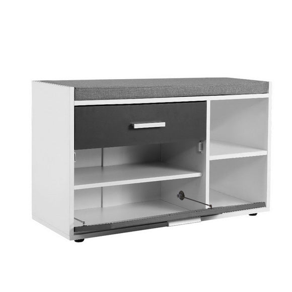 Artiss Shoe Cabinet Bench Shoes Storage Organiser Rack Wooden Cupboard Fabric Seat Adjustable Shelf - RnR Galore