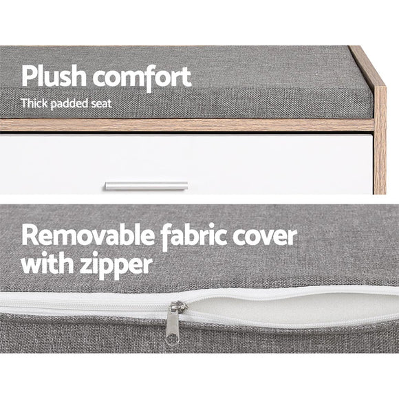 Artiss Shoe Rack Cabinet Bench 8 Pairs White Niva - RnR Galore