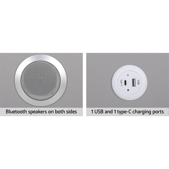 Artiss Smart Bedside Table 2 Drawers with Wireless Charging Ports LED Grey AIDA - RnR Galore