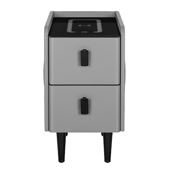 Artiss Smart Bedside Table 2 Drawers with Wireless Charging Ports LED Grey AIDA - RnR Galore