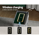 Artiss Smart Bedside Table 2 Drawers with Wireless Charging Ports LED Grey AIDA - RnR Galore