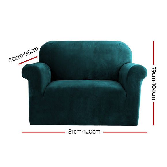 Artiss Sofa Cover Couch Covers 1 Seater Velvet Agate Green - RnR Galore