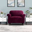 Artiss Sofa Cover Couch Covers 1 Seater Velvet Ruby Red - RnR Galore
