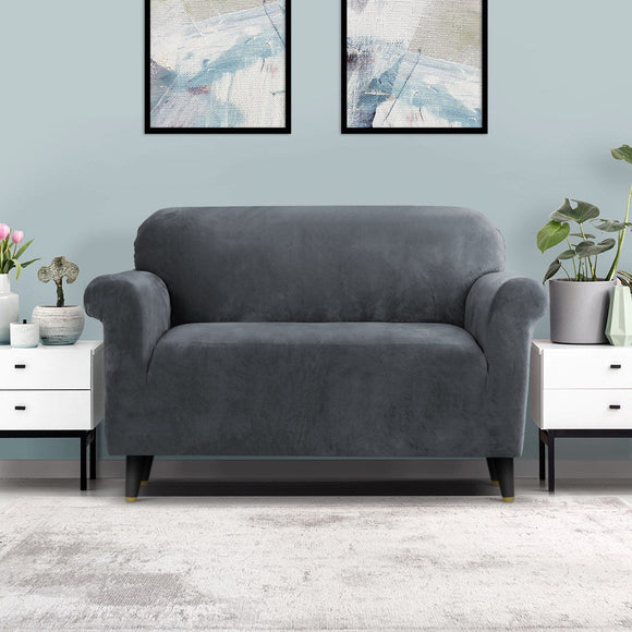 Artiss Sofa Cover Couch Covers 2 Seater Velvet Grey - RnR Galore
