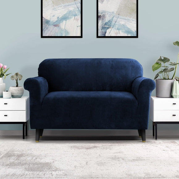 Artiss Sofa Cover Couch Covers 2 Seater Velvet Sapphire - RnR Galore