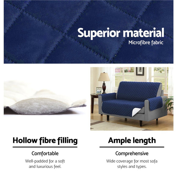 Artiss Sofa Cover Couch Covers 3 Seater Quilted Navy - RnR Galore