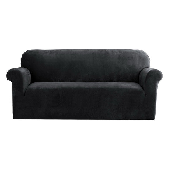 Artiss Sofa Cover Couch Covers 3 Seater Velvet Black - RnR Galore