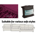 Artiss Sofa Cover Couch Covers 3 Seater Velvet Ruby Red - RnR Galore