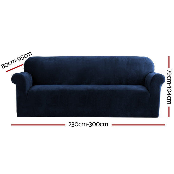 Artiss Sofa Cover Couch Covers 4 Seater Velvet Sapphire - RnR Galore