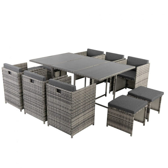 Bali 11 Piece Outdoor Dining Set - Grey - RnR Galore