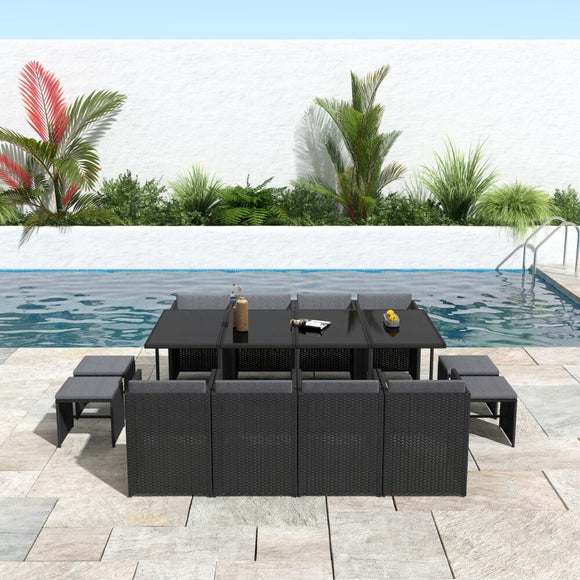 Bali 13PC Outdoor Dining Set - Black - RnR Galore