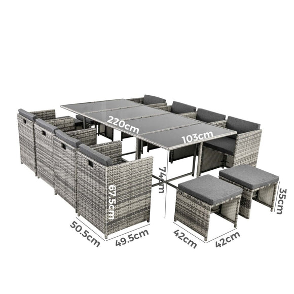 Bali 13PC Outdoor Dining Set - Grey - RnR Galore
