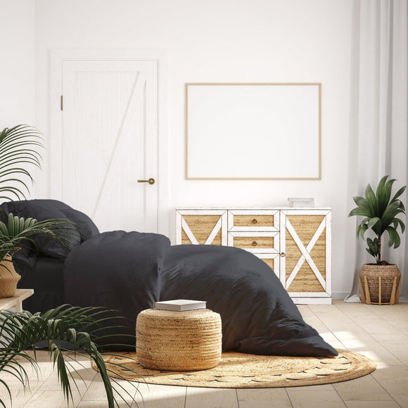 Balmain 1000 Thread Count Hotel Grade Bamboo Cotton Quilt Cover Pillowcases Set - King - Charcoal - RnR Galore