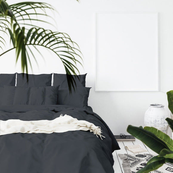 Balmain 1000 Thread Count Hotel Grade Bamboo Cotton Quilt Cover Pillowcases Set - King - Charcoal - RnR Galore