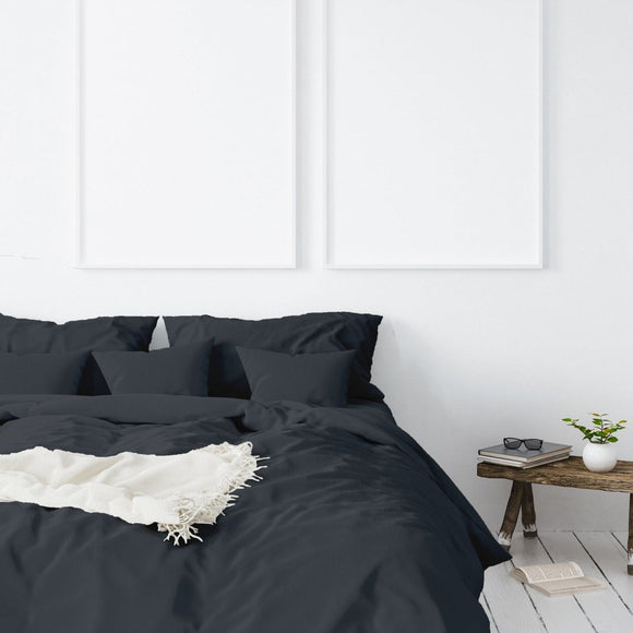Balmain 1000 Thread Count Hotel Grade Bamboo Cotton Quilt Cover Pillowcases Set - King - Charcoal - RnR Galore
