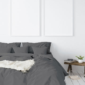 Balmain 1000 Thread Count Hotel Grade Bamboo Cotton Quilt Cover Pillowcases Set - King - Pewter - RnR Galore