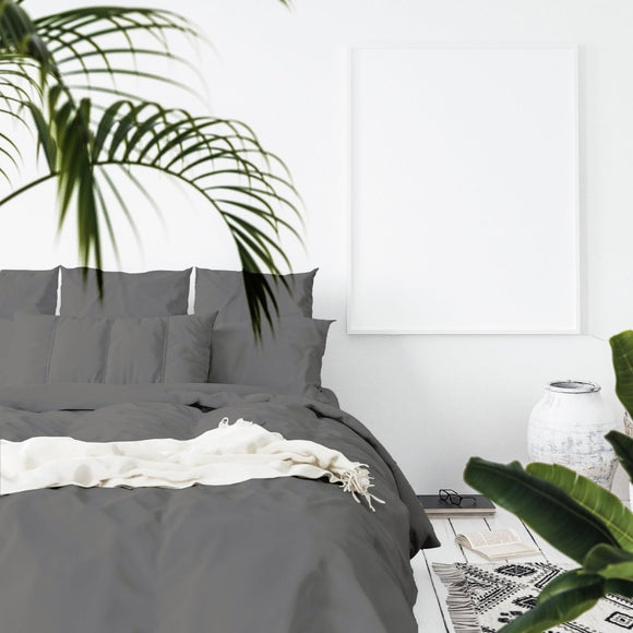 Balmain 1000 Thread Count Hotel Grade Bamboo Cotton Quilt Cover Pillowcases Set - King - Pewter - RnR Galore