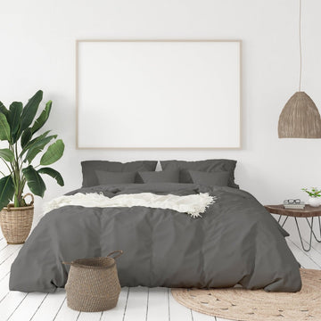 Balmain 1000 Thread Count Hotel Grade Bamboo Cotton Quilt Cover Pillowcases Set - Queen - Pewter - RnR Galore