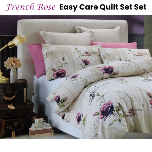 Belmondo French Rose Easy Care Quilt Cover Set King - RnR Galore