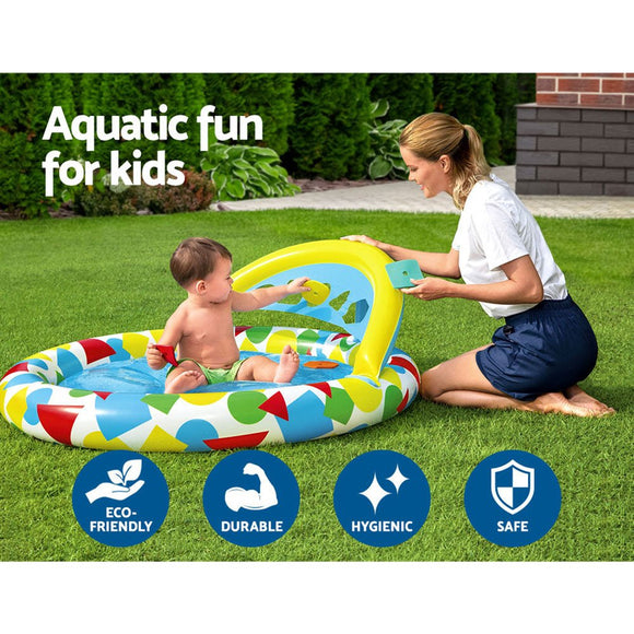 Bestway Kids Pool 120x117x46cm Inflatable Play Swimming Pools w/ Canopy 45L - RnR Galore