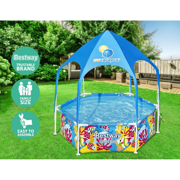 Bestway Kids Pool 183x51cm Steel Frame Swimming Play Pools Canopy 930L - RnR Galore