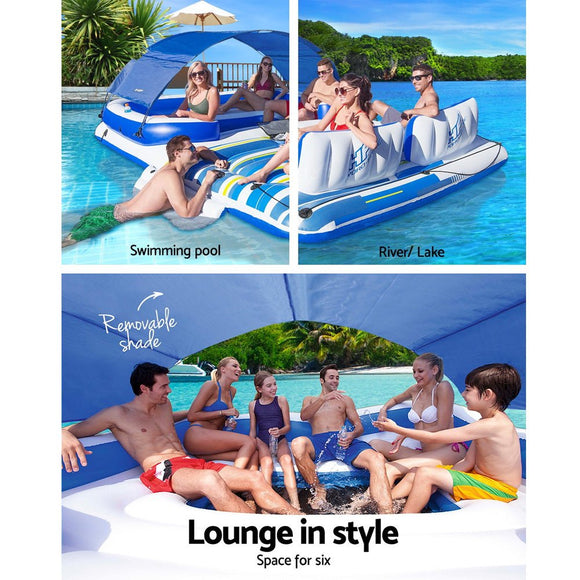 Bestway Pool Float Island Inflatable Lounge 6 - person Seat Canopy - RnR Galore