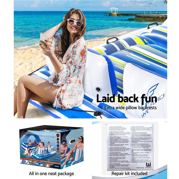 Bestway Pool Float Island Inflatable Lounge 6 - person Seat Canopy - RnR Galore