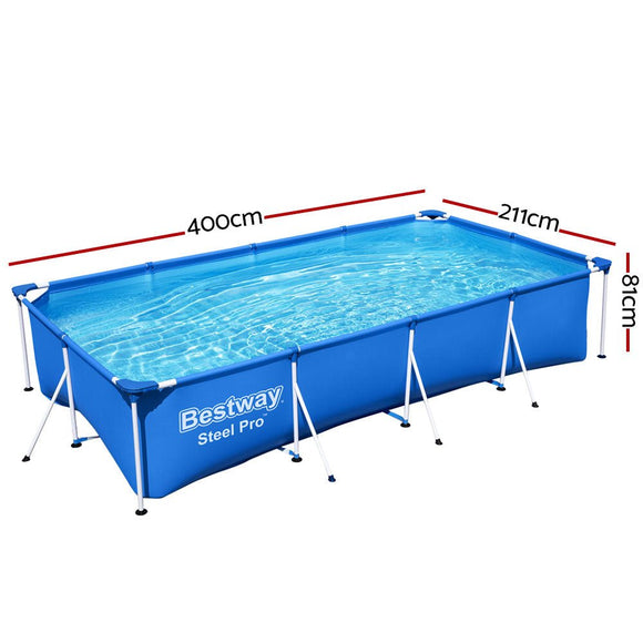 Bestway Swimming Pool 400x211x81cm Steel Frame Above Ground Pools 5700L - RnR Galore