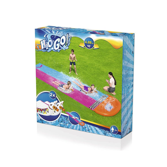 Bestway Water Slide Slip Kids 488cm Dual Slides Splash Pad - RnR Galore
