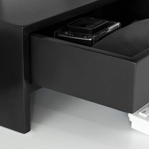 Black Monitor Stand Desk Organizer with 2 Drawers - RnR Galore