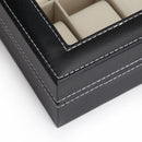 Black PU Leather Watch Organizer Display Storage Box Cases for Men & Women (12 slots) - RnR Galore