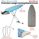 Blue Reversible Premium Large Ironing Board Cover with Underlay 40 x 125 cm - RnR Galore