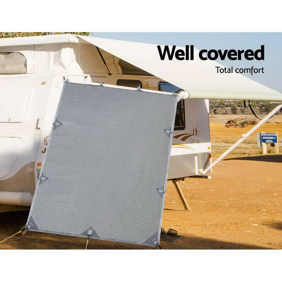 Caravan Privacy Screen Roll Out Awning 2.1x1.8M Sun Shade Pop Top End Wall Grey - RnR Galore