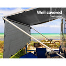 Caravan Privacy Screen Roll Out Awning 3.4x1.95M End Wall Side Sun Shade Grey - RnR Galore