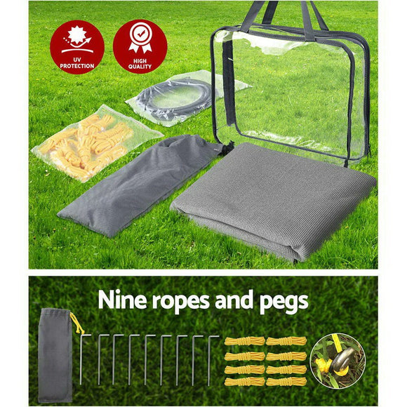 Caravan Privacy Screen Roll Out Awning 4.3X1.95M End Wall Side Sun Shade Grey - RnR Galore