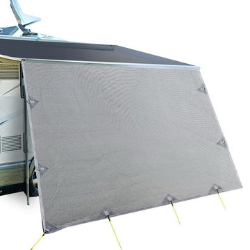 Caravan Privacy Screen Roll Out Awning 4.3X1.95M End Wall Side Sun Shade Grey - RnR Galore