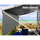 Caravan Privacy Screen Roll Out Awning 4.6x1.95M End Wall Side Sun Shade Grey - RnR Galore