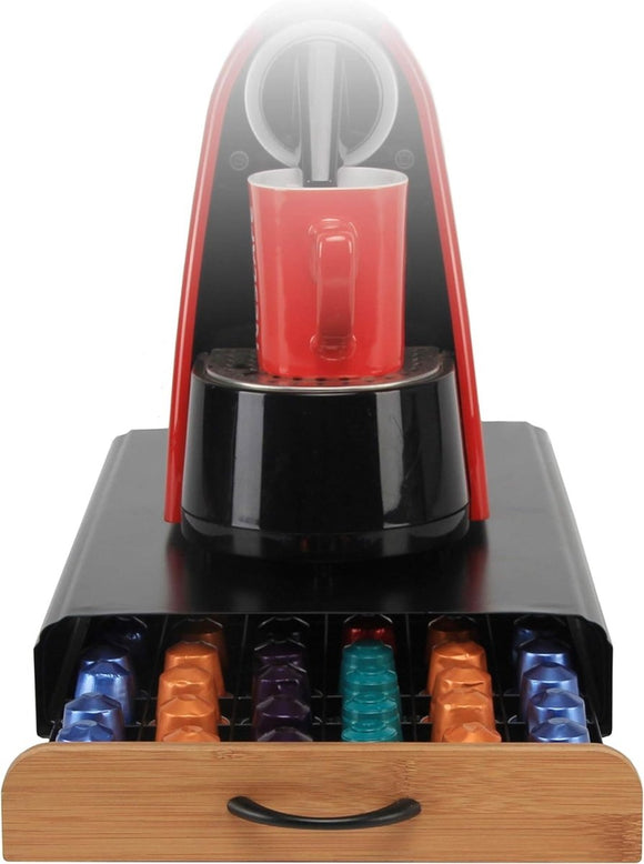 CARLA HOME Coffee Pods Holder Storage Drawer Compatible with 60 Nespresso Pods for Kitchen Storage & Organisation (Natural) - RnR Galore