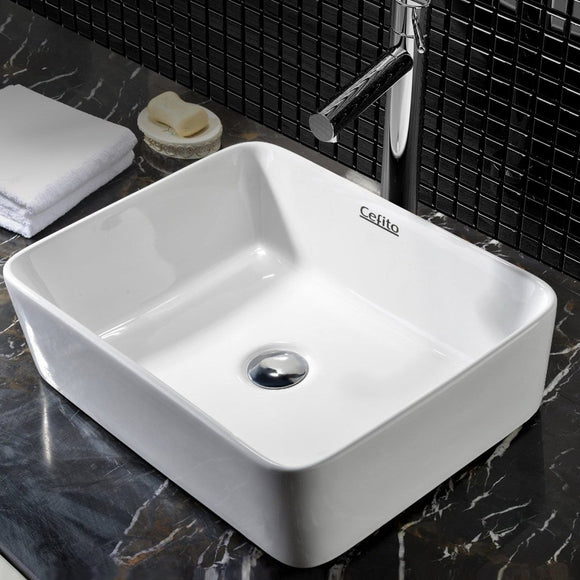 Cefito Bathroom Basin Ceramic Vanity Sink Hand Wash Bowl 48x37cm White - RnR Galore
