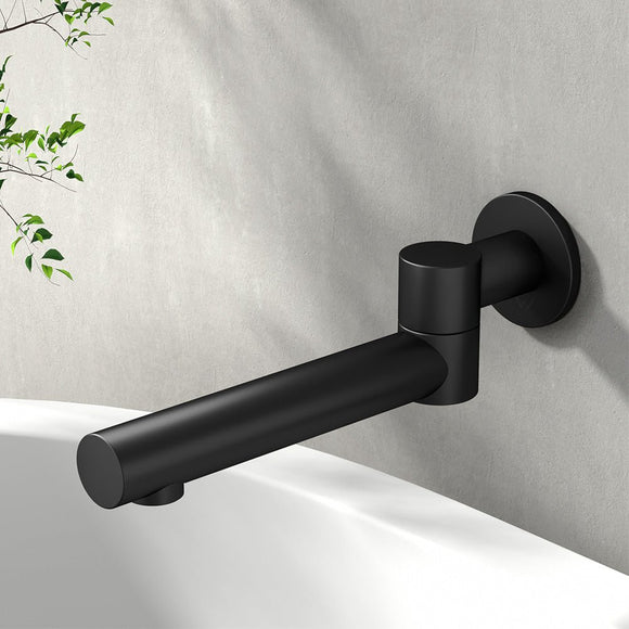 Cefito Bathroom Mixer Spout Wall Bath Tap Round Swivel Bathtub Black - RnR Galore