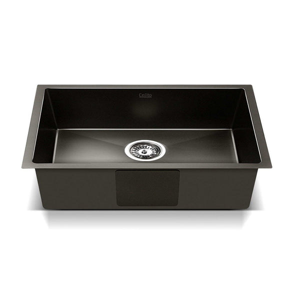 Cefito Kitchen Sink 45X30CM Stainless Steel Basin Single Bowl Black - RnR Galore