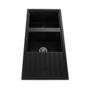Cefito Kitchen Sink Stone Sink Granite Laundry Basin Double Bowl 116x49cm Black - RnR Galore
