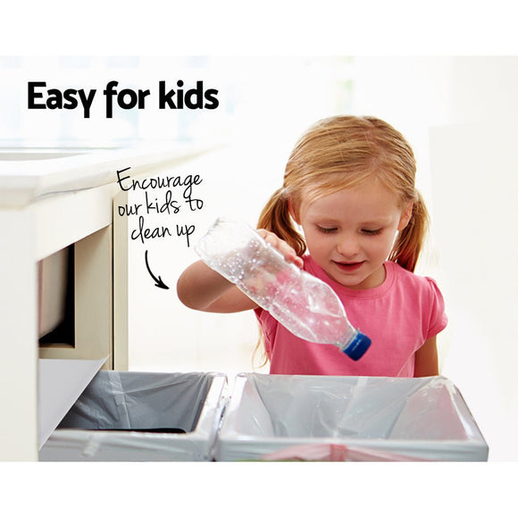 Cefito Pull Out Bin Kitchen Double Basket 2X15L White - RnR Galore