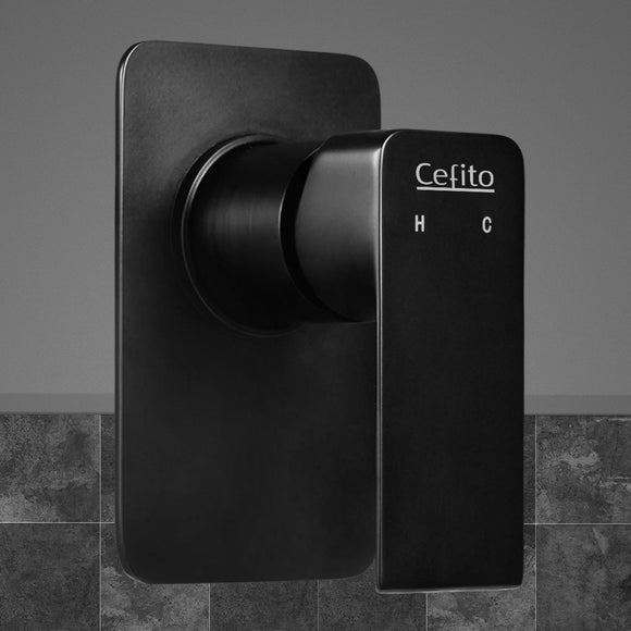 Cefito Shower Mixer Tap Wall Bath Taps Brass Hot Cold Basin Bathroom Black - RnR Galore