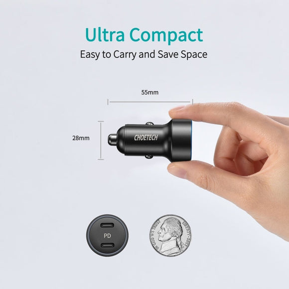 CHOETECH C0054 2 - Port 40W USB - C Car Charger Adapter - RnR Galore