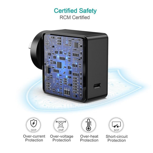 CHOETECH Q4004 60W PD 3.0 Type - C Fast Charging Foldable Adapter USB - C Charger - RnR Galore