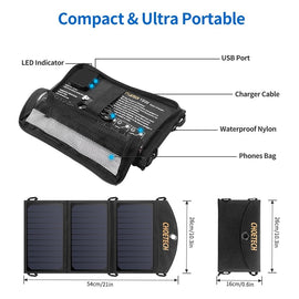 CHOETECH SC001 19W Portable Solar Panel Charger SunPower Panels Dual USB Charger for Camping/RV/Outdoors - RnR Galore