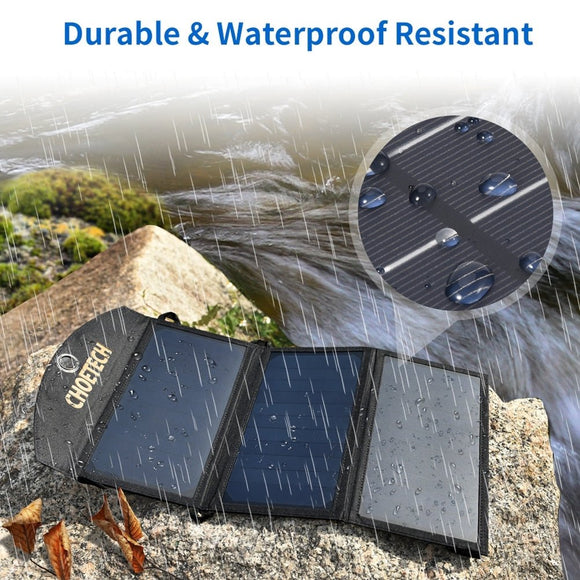 CHOETECH SC001 19W Portable Solar Panel Charger SunPower Panels Dual USB Charger for Camping/RV/Outdoors - RnR Galore